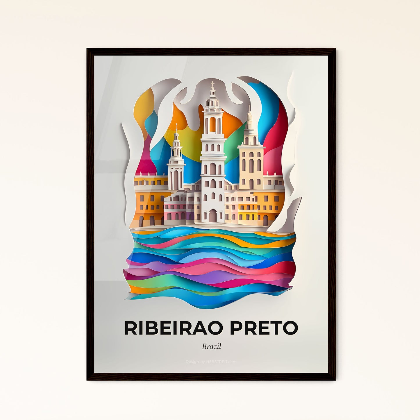 Vivid Ribeirao Preto, Brazil - a paper cut of a city with a rainbow colored sky