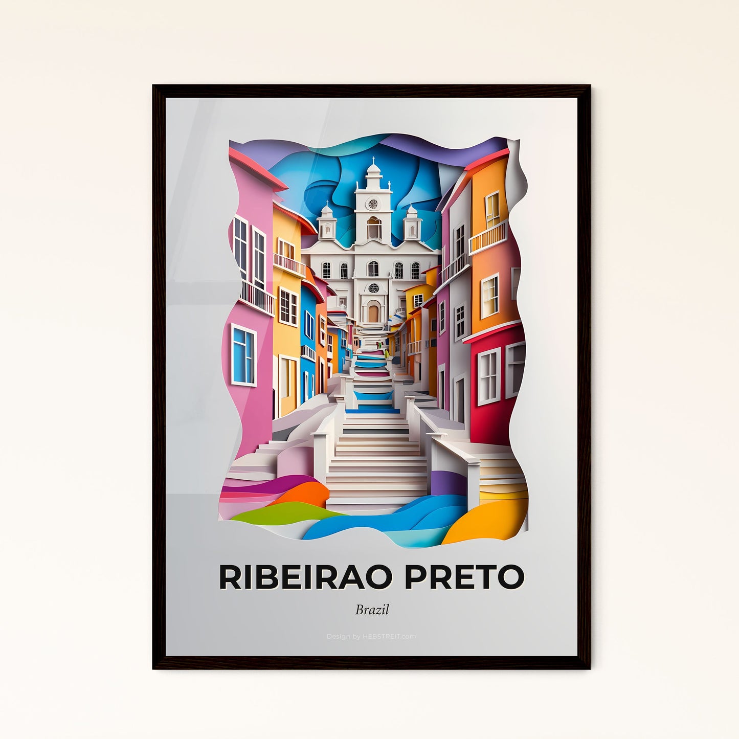 Vivid Ribeirao Preto, Brazil - a paper cut of a city with a church