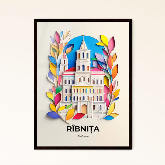 Vivid Rîbnița, Moldova - a paper cut of a church surrounded by leaves