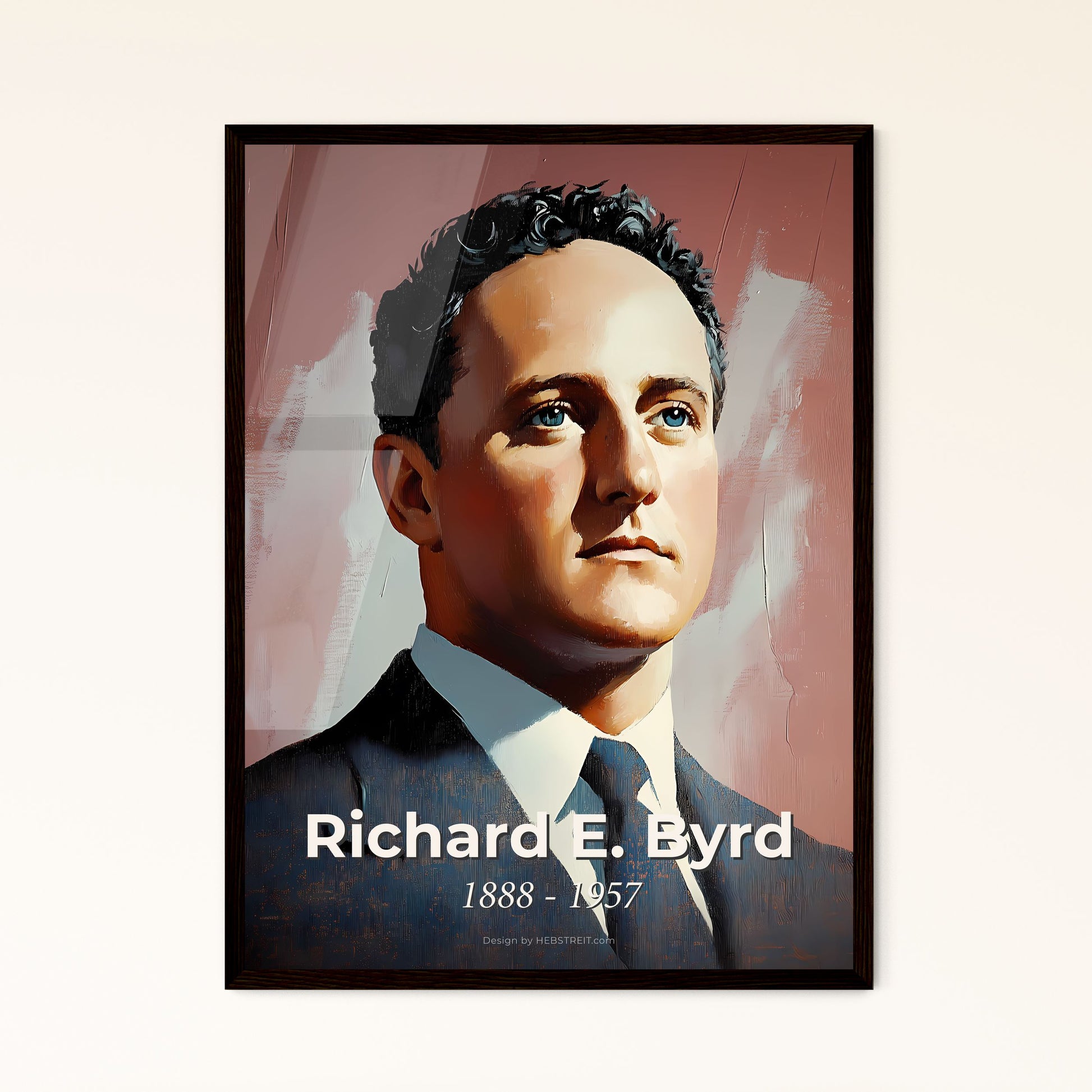 Portrait of Richard E. Byrd, 1888 - 1957. Impressionistic painting of a man in a suit and tie.