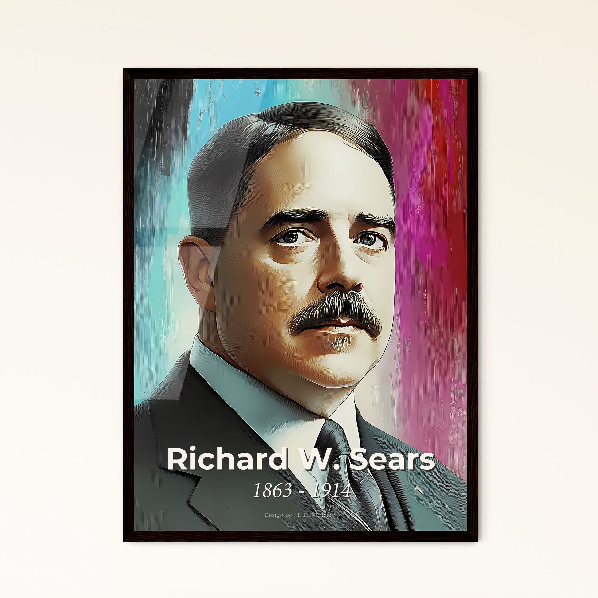 Portrait of Richard W. Sears, 1863 - 1914. Impressionistic painting of a man with a mustache.