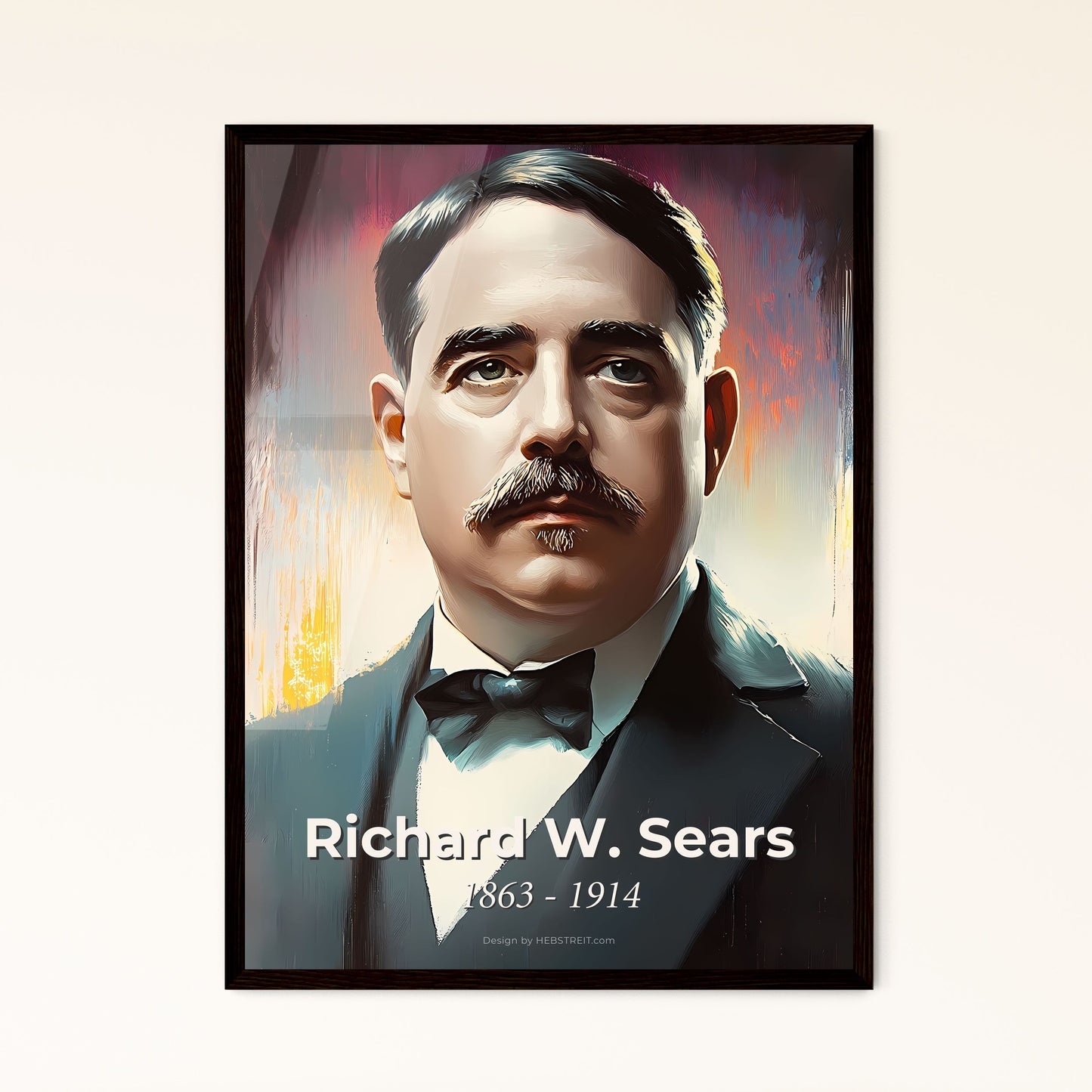 Portrait of Richard W. Sears, 1863 - 1914. Impressionistic painting of a man with a mustache.