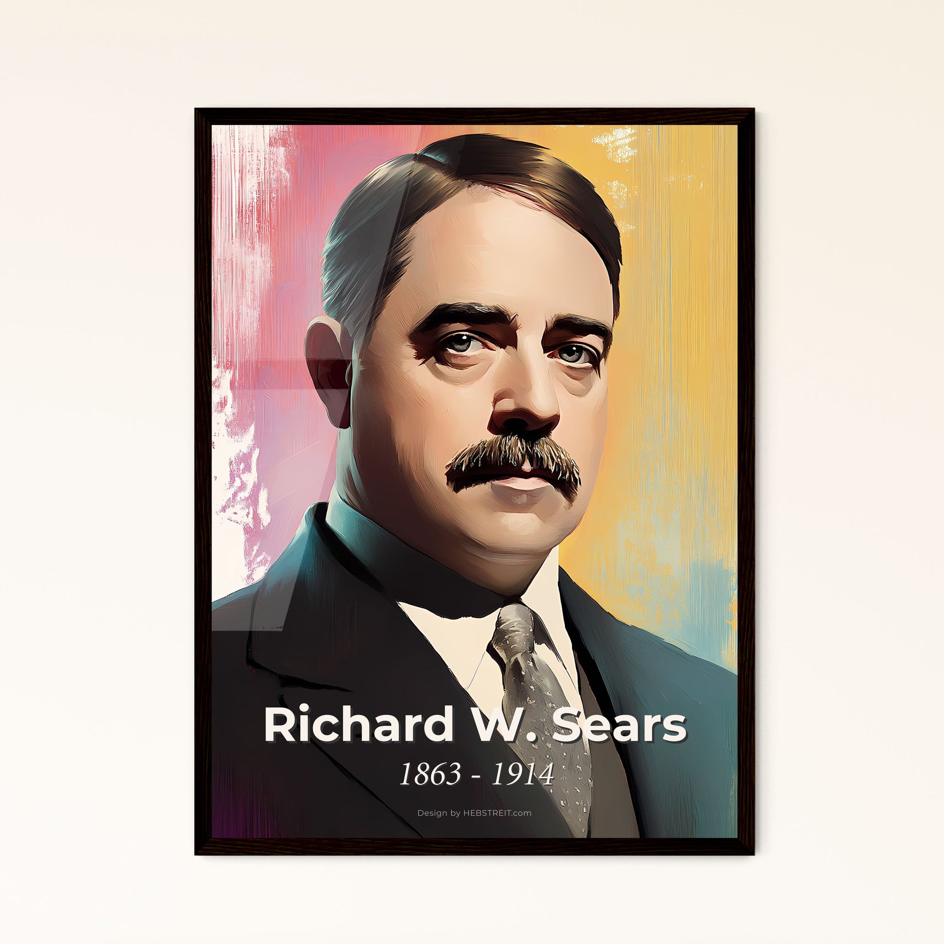 Portrait of Richard W. Sears, 1863 - 1914. Impressionistic painting of a man with a mustache.