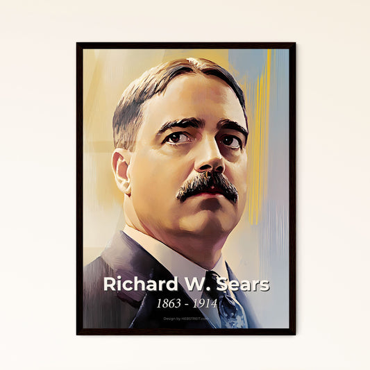 Portrait of Richard W. Sears, 1863 - 1914. Impressionistic painting of a man with a mustache.