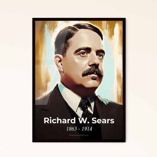 Portrait of Richard W. Sears, 1863 - 1914. Impressionistic painting of a man with a mustache.