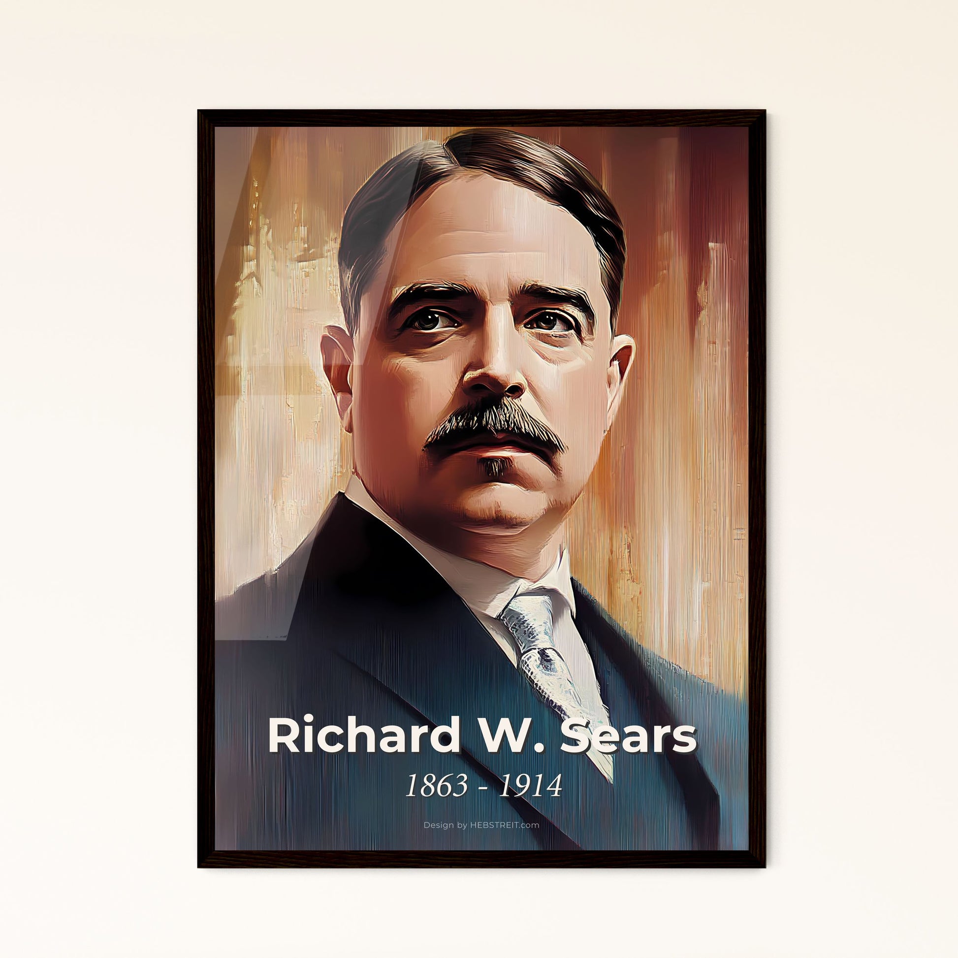 Portrait of Richard W. Sears, 1863 - 1914. Impressionistic painting of a man with a mustache.