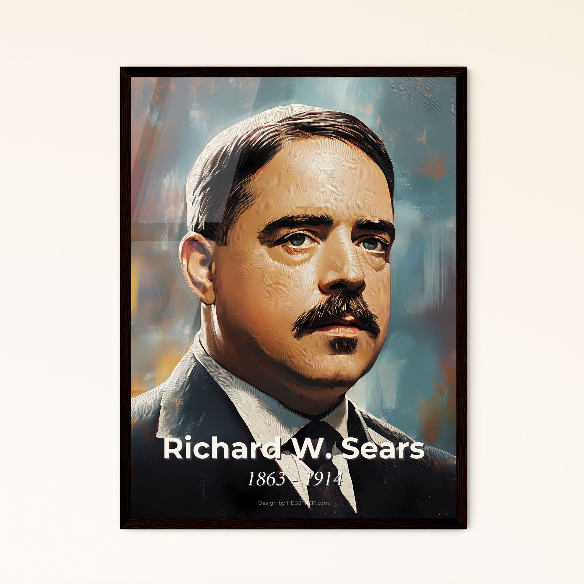 Portrait of Richard W. Sears, 1863 - 1914. Impressionistic painting of a man with a mustache.