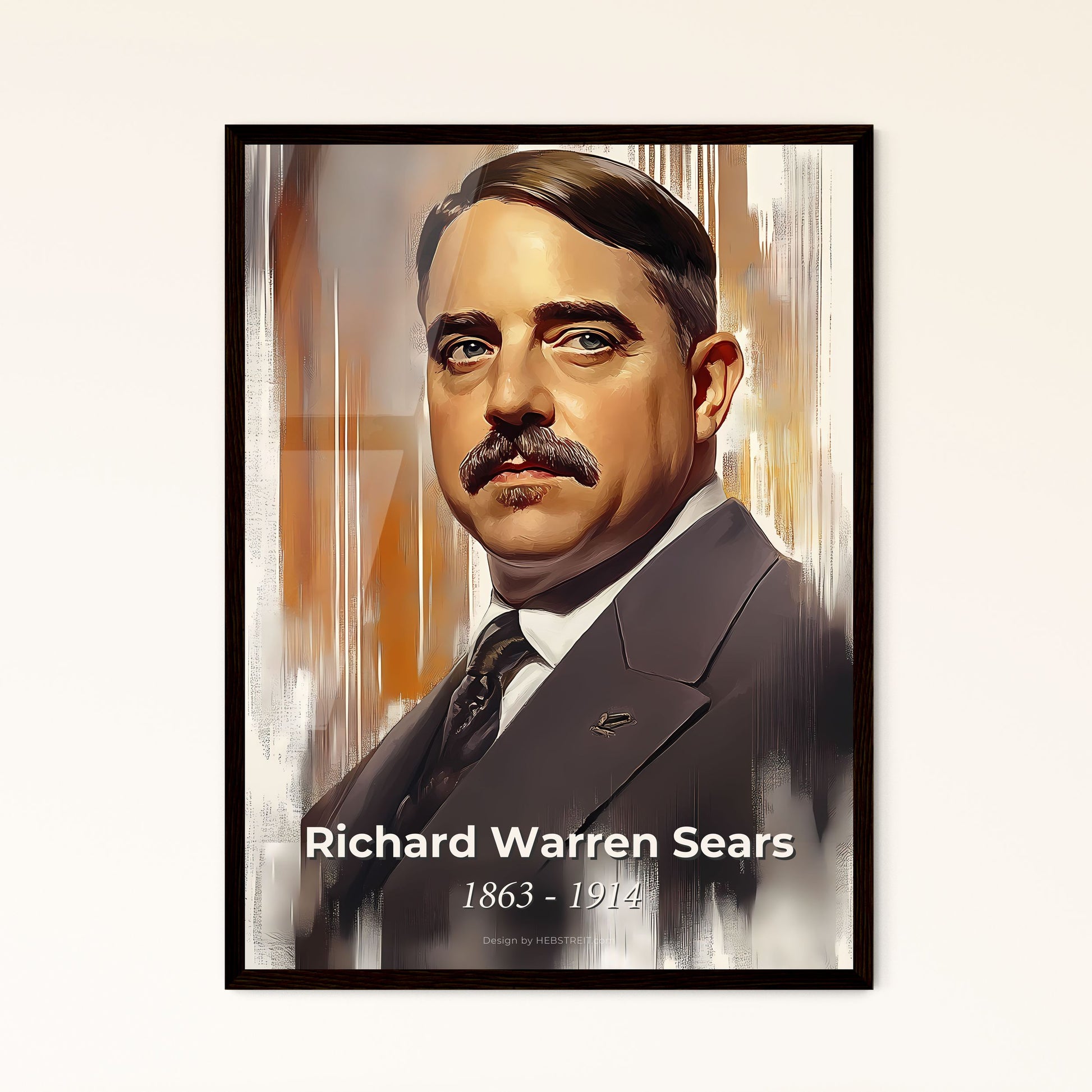 Portrait of Richard Warren Sears, 1863 - 1914. Impressionistic painting of a man with mustache wearing a suit and tie.