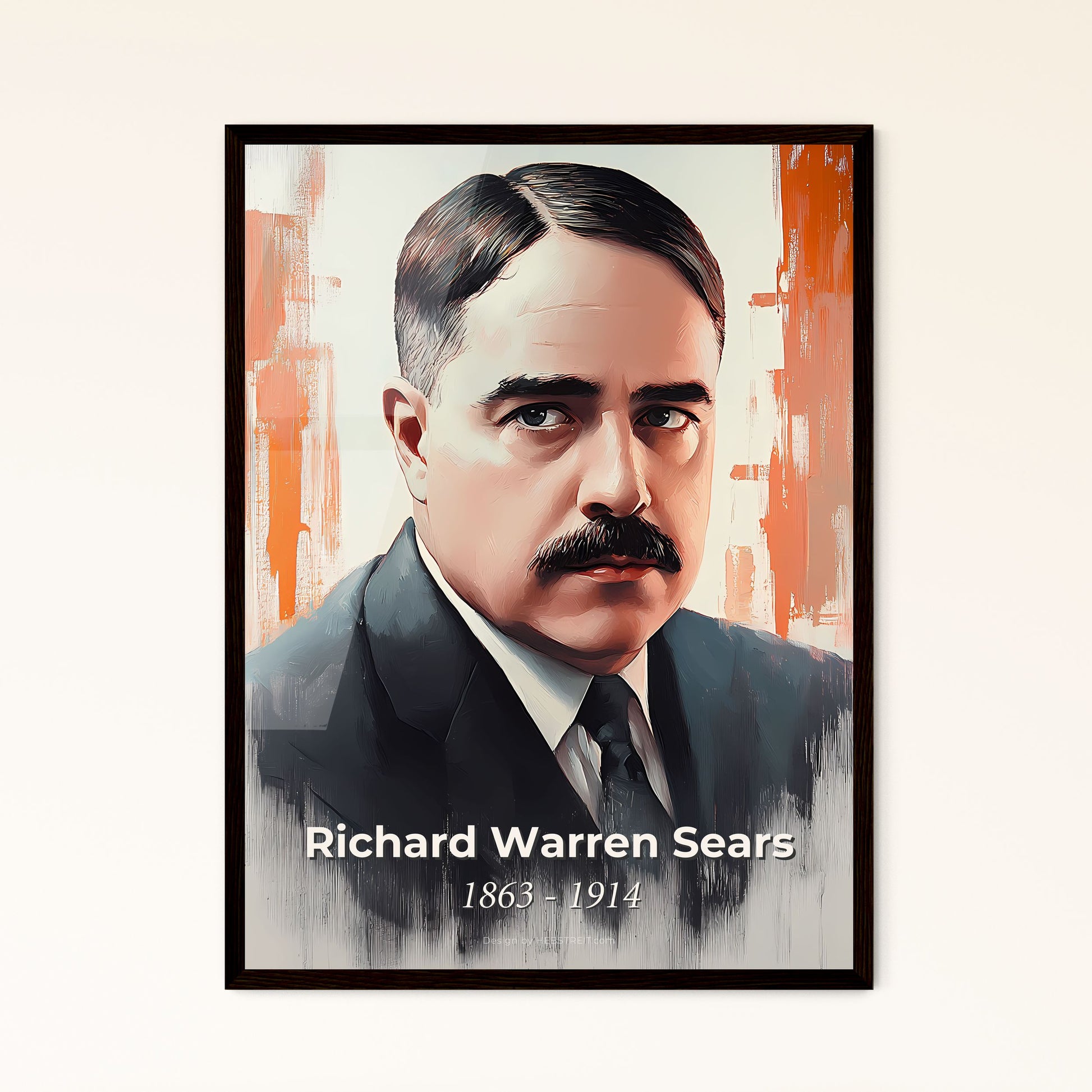 Portrait of Richard Warren Sears, 1863 - 1914. Impressionistic painting of a man with a mustache.