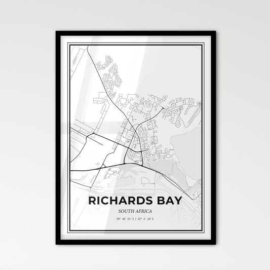 Richards Bay South Africa - Scandinavian Style City Map for Modern Home Decor