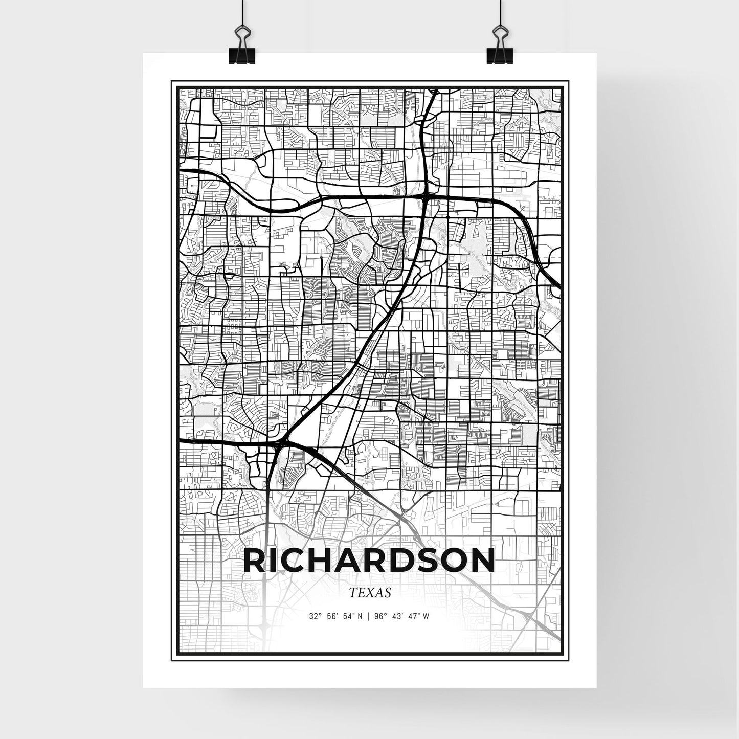 Richardson Texas - Premium City Map Poster