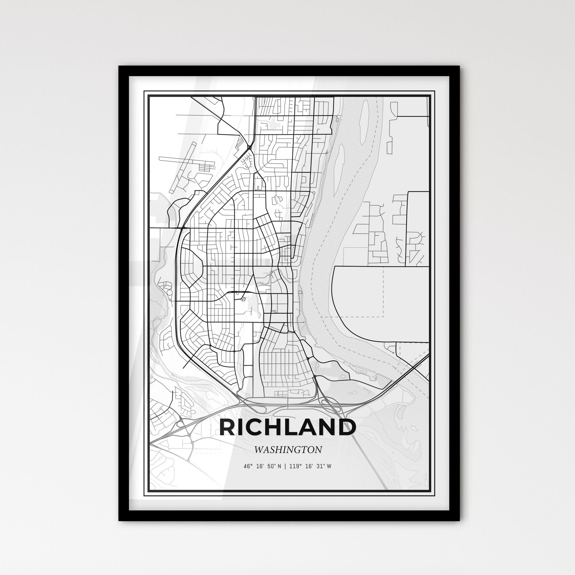 Richland Washington - Scandinavian Style City Map for Modern Home Decor