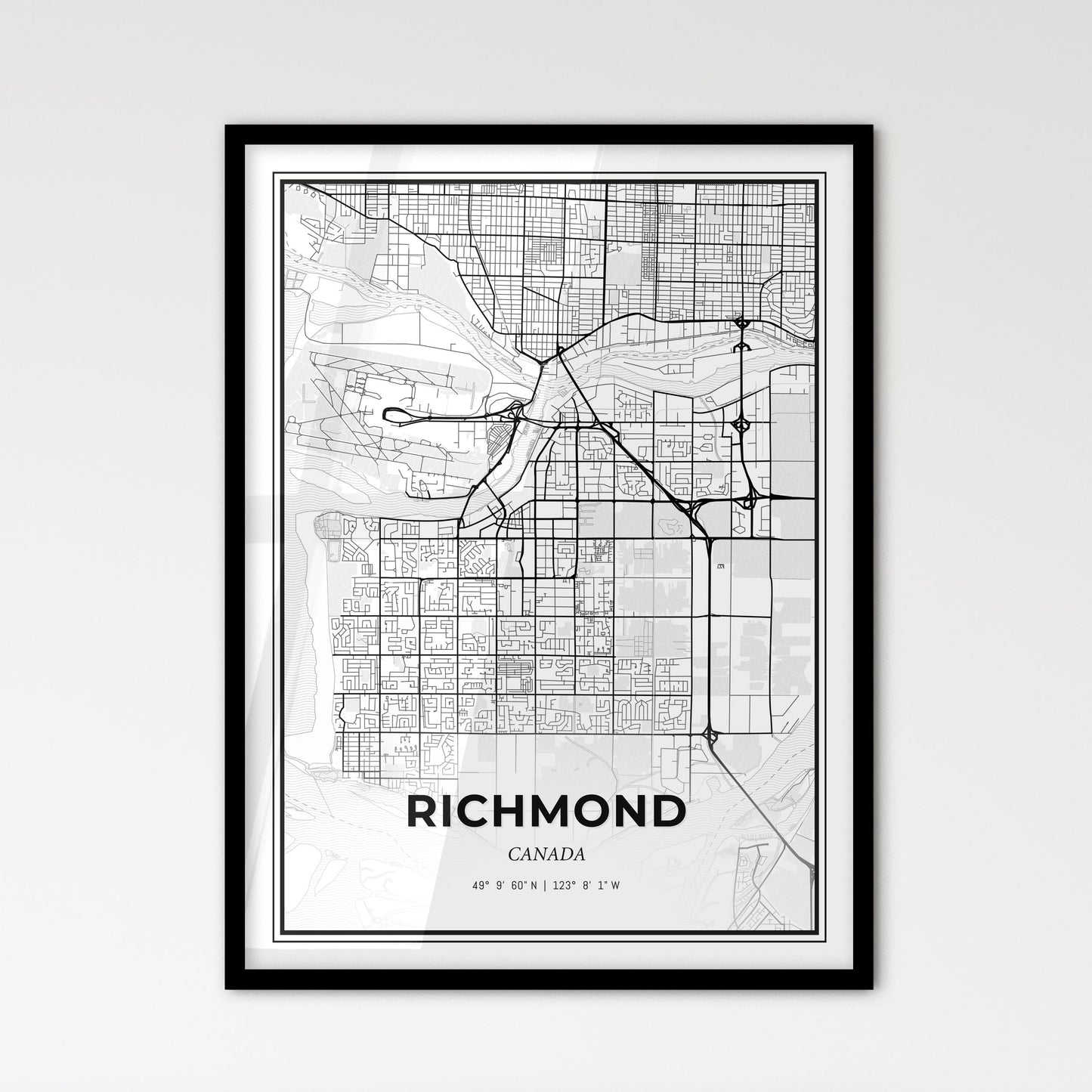 Richmond Canada - Scandinavian Style City Map for Modern Home Decor