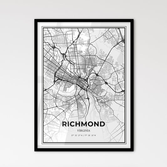 Richmond Virginia - Scandinavian Style City Map for Modern Home Decor