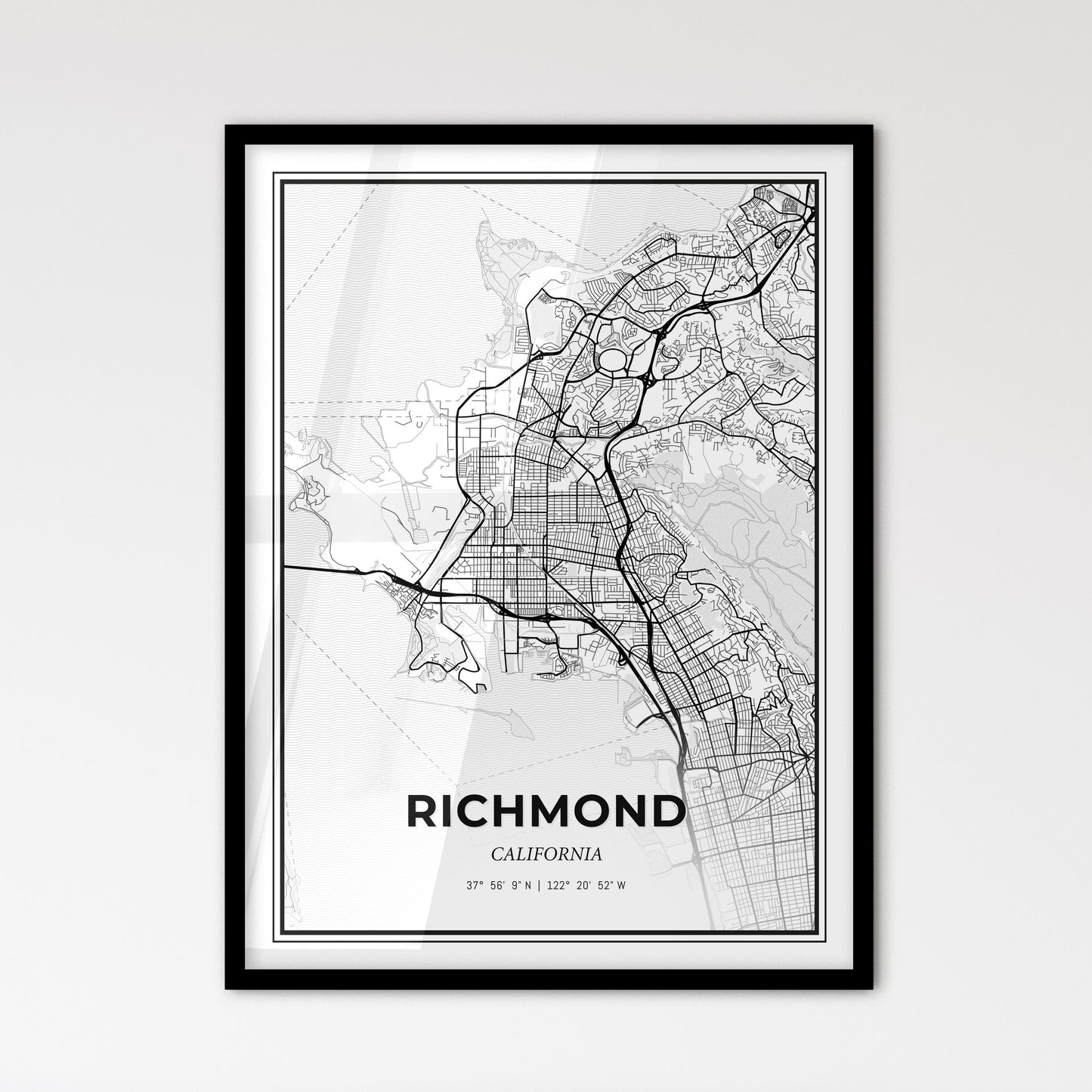 Richmond California - Scandinavian Style City Map for Modern Home Decor