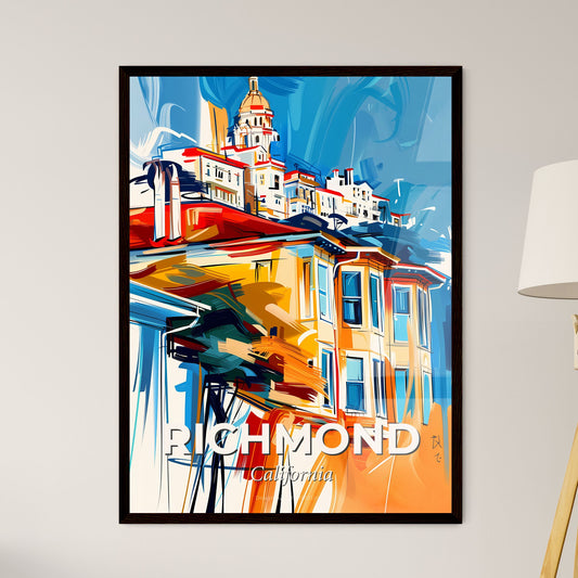 Vibrant Richmond, California - A Painting Of A Building On Top Of A Hill