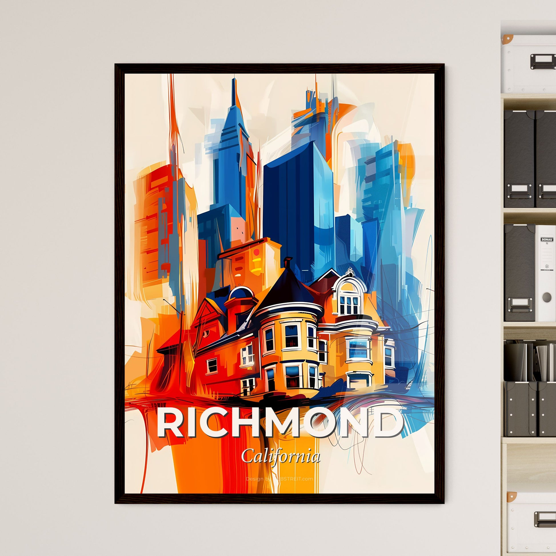 Vibrant Richmond, California - A Painting Of A Building In A City