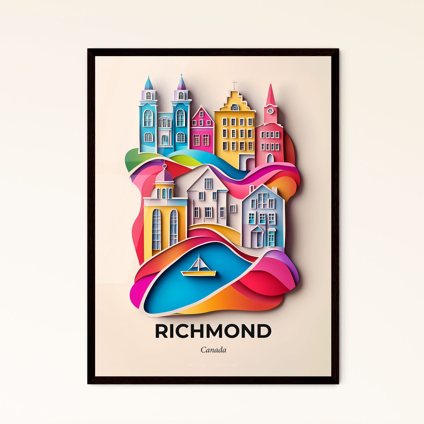 Vivid Richmond, Canada - a colorful city with a boat floating in the water