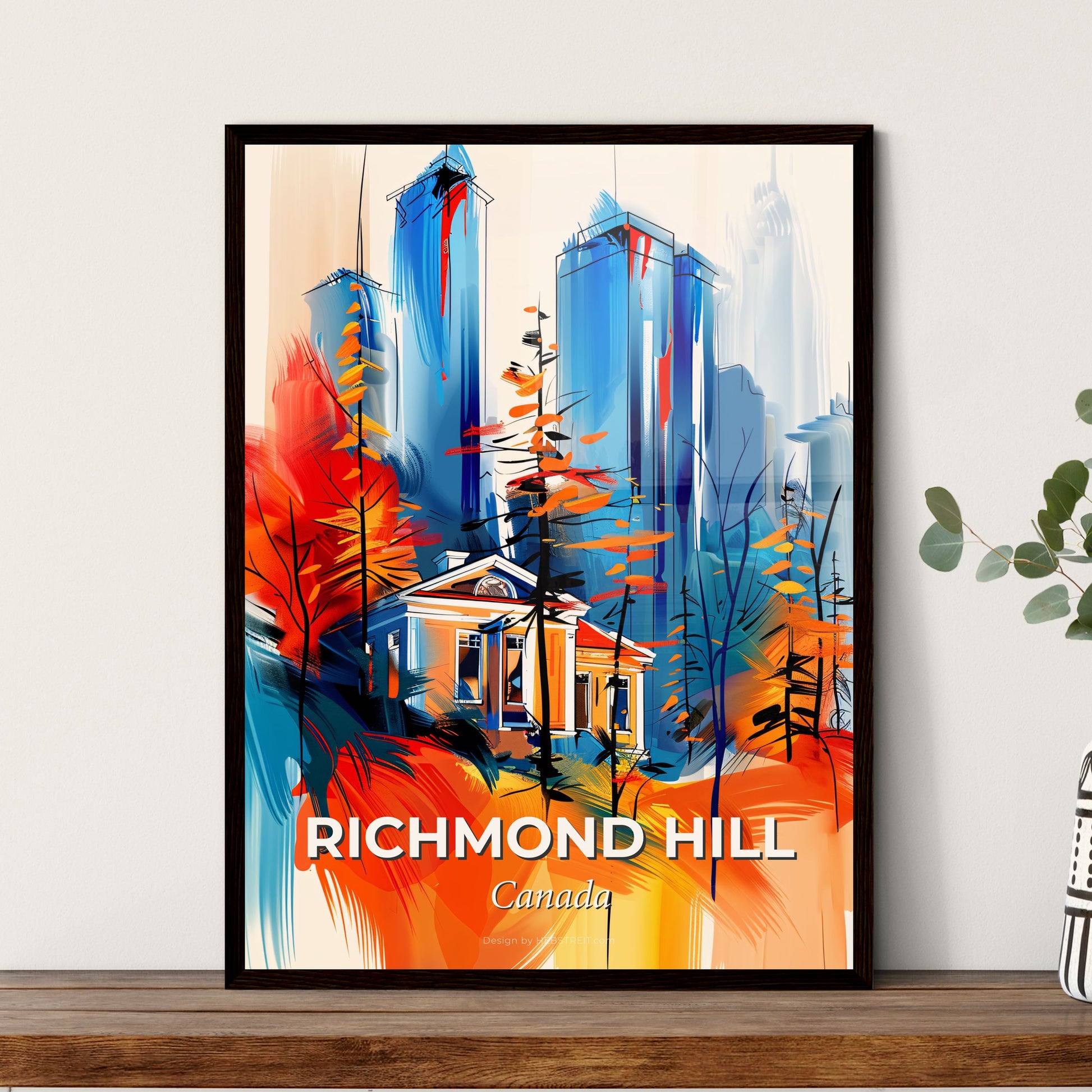 Vibrant Richmond Hill, Canada - A Painting Of A Building And Trees