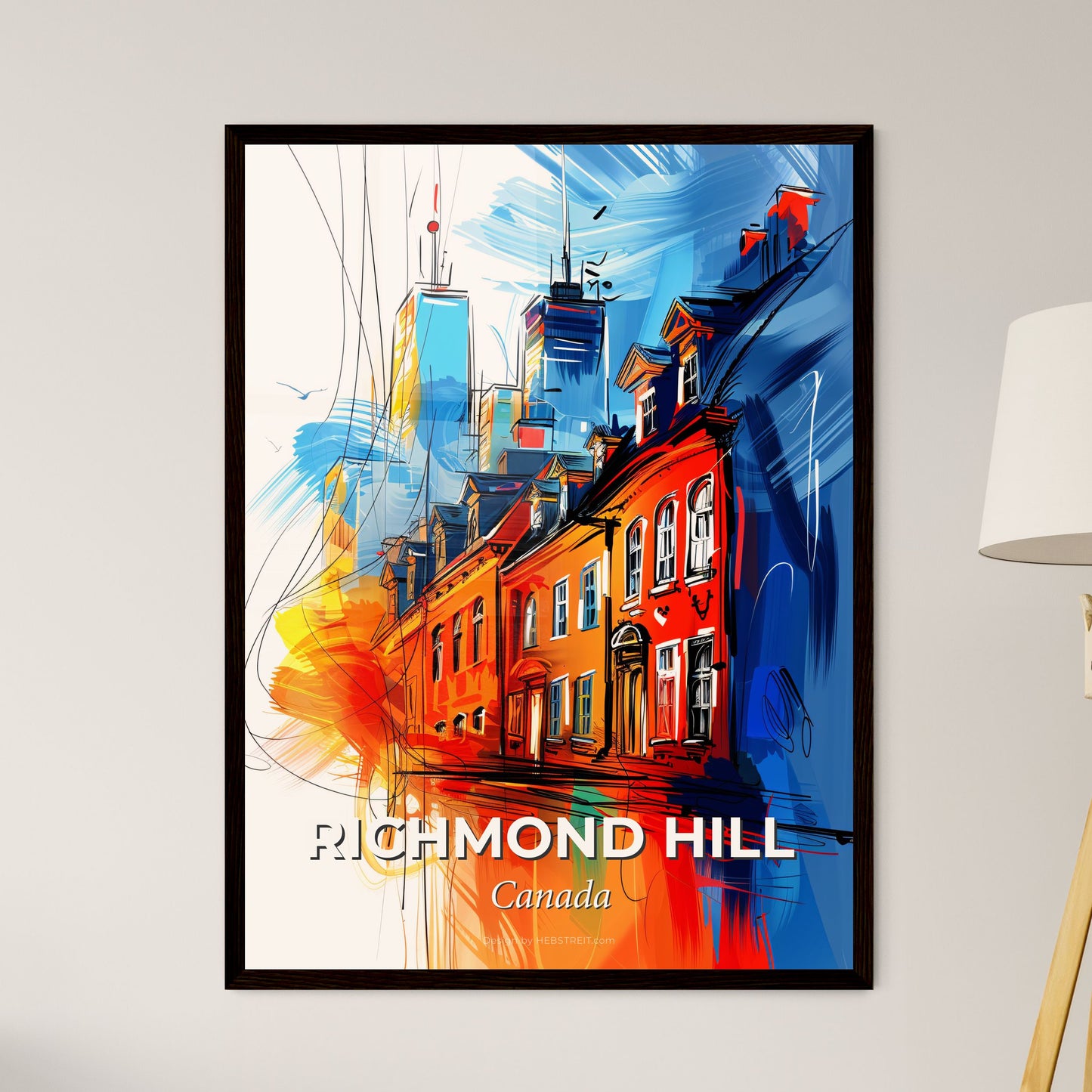 Vibrant Richmond Hill, Canada - A Colorful Painting Of Buildings