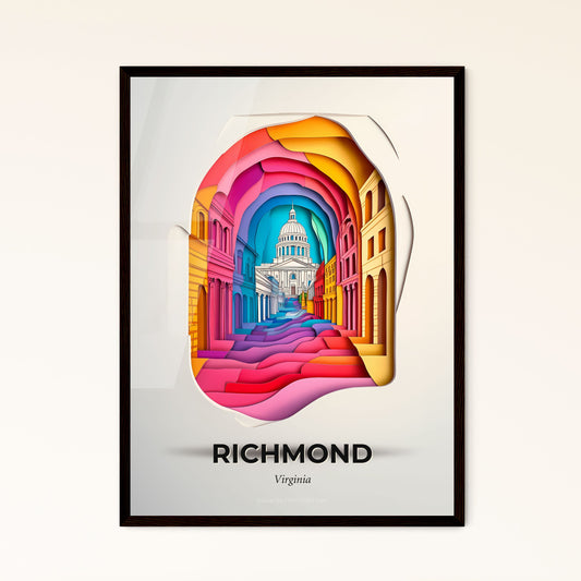 Vivid Richmond, Virginia - a paper cut of a city with a capitol building