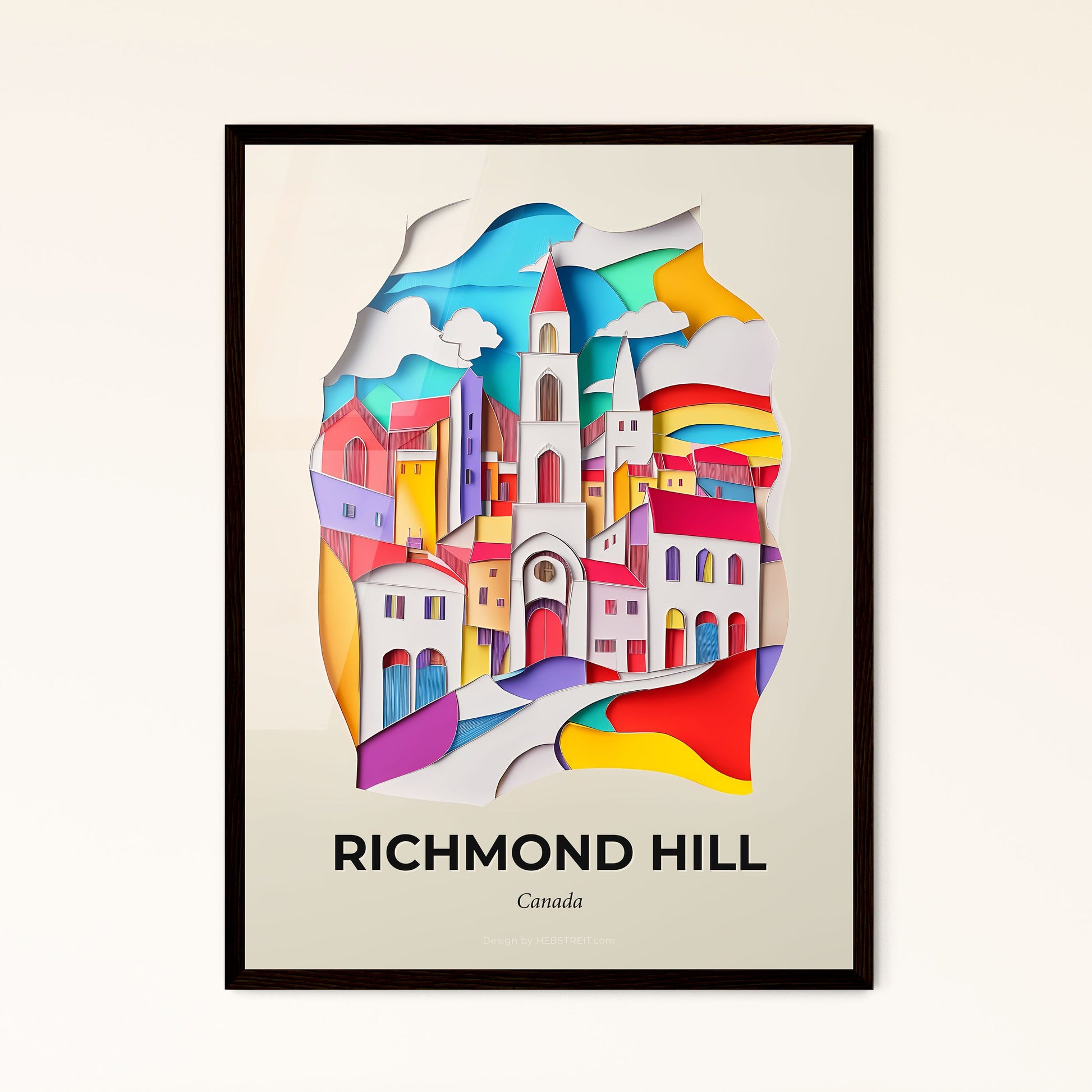 Vivid Richmond Hill, Canada - a paper cut of a city with a clock tower