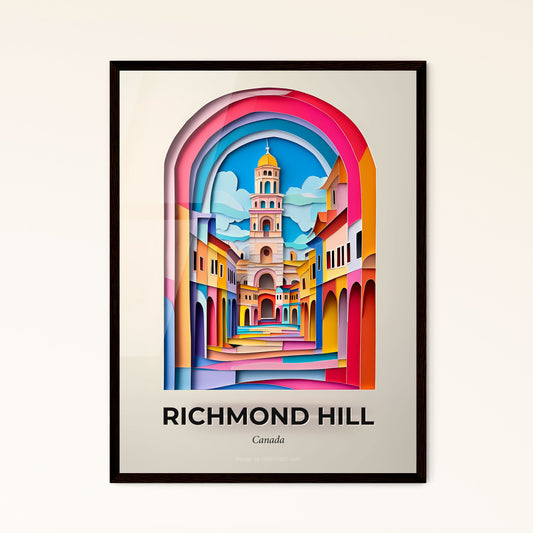 Vivid Richmond Hill, Canada - a colorful picture of a church with a clock tower