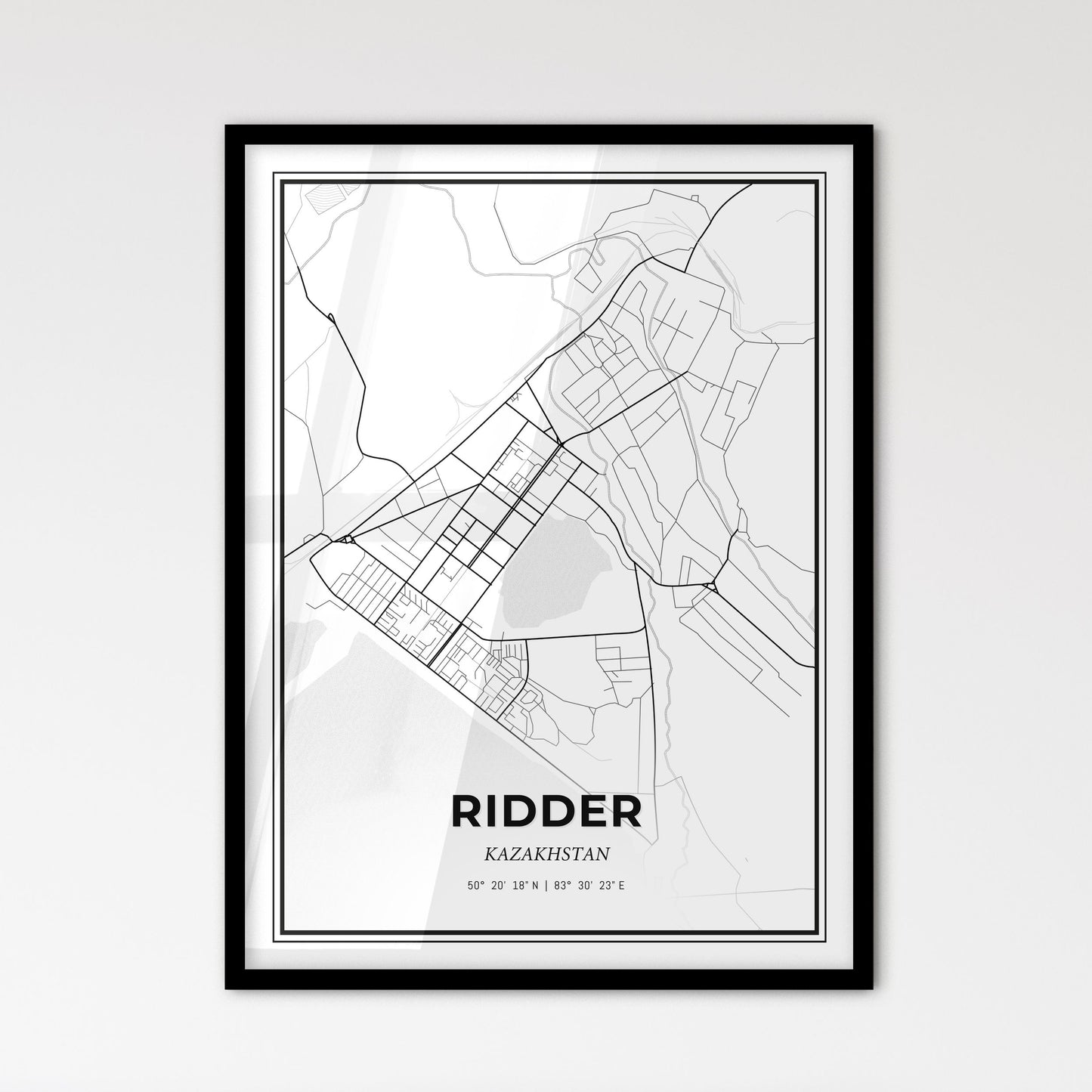 Ridder Kazakhstan - Scandinavian Style City Map for Modern Home Decor