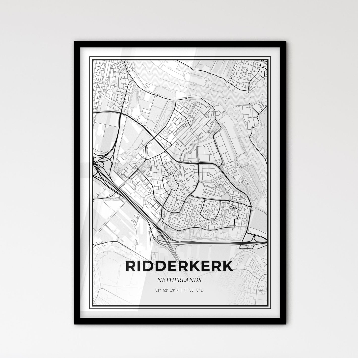  Ridderkerk Netherlands - Scandinavian Style City Map for Modern Home Decor