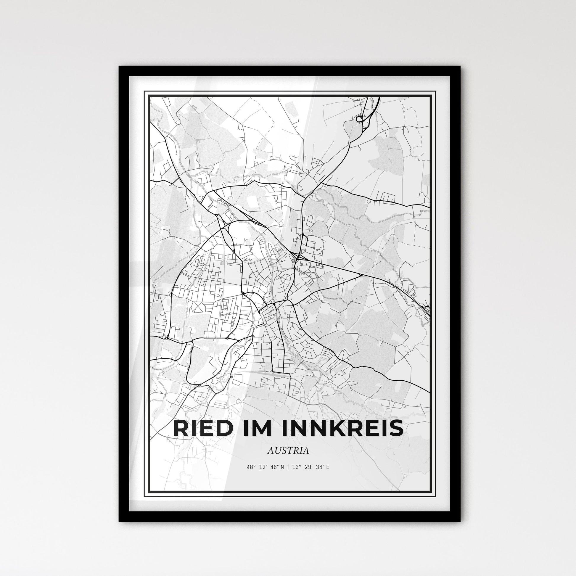 Ried im Innkreis Austria - Scandinavian Style City Map for Modern Home Decor