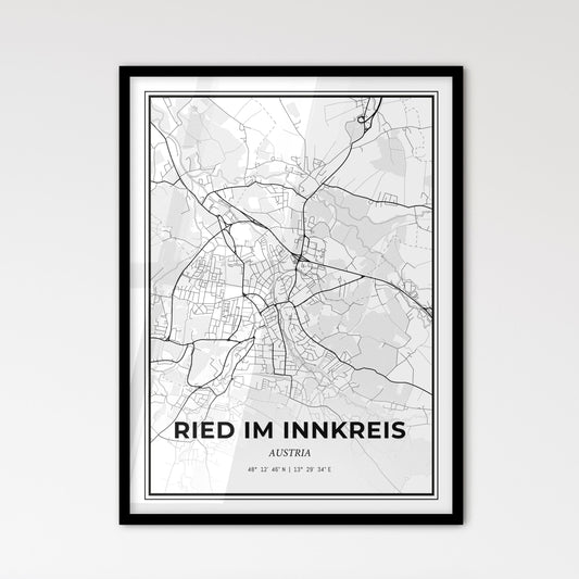 Ried im Innkreis Austria - Scandinavian Style City Map for Modern Home Decor