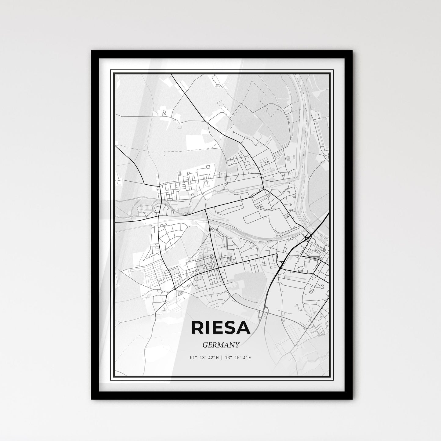 Riesa Germany - Scandinavian Style City Map for Modern Home Decor