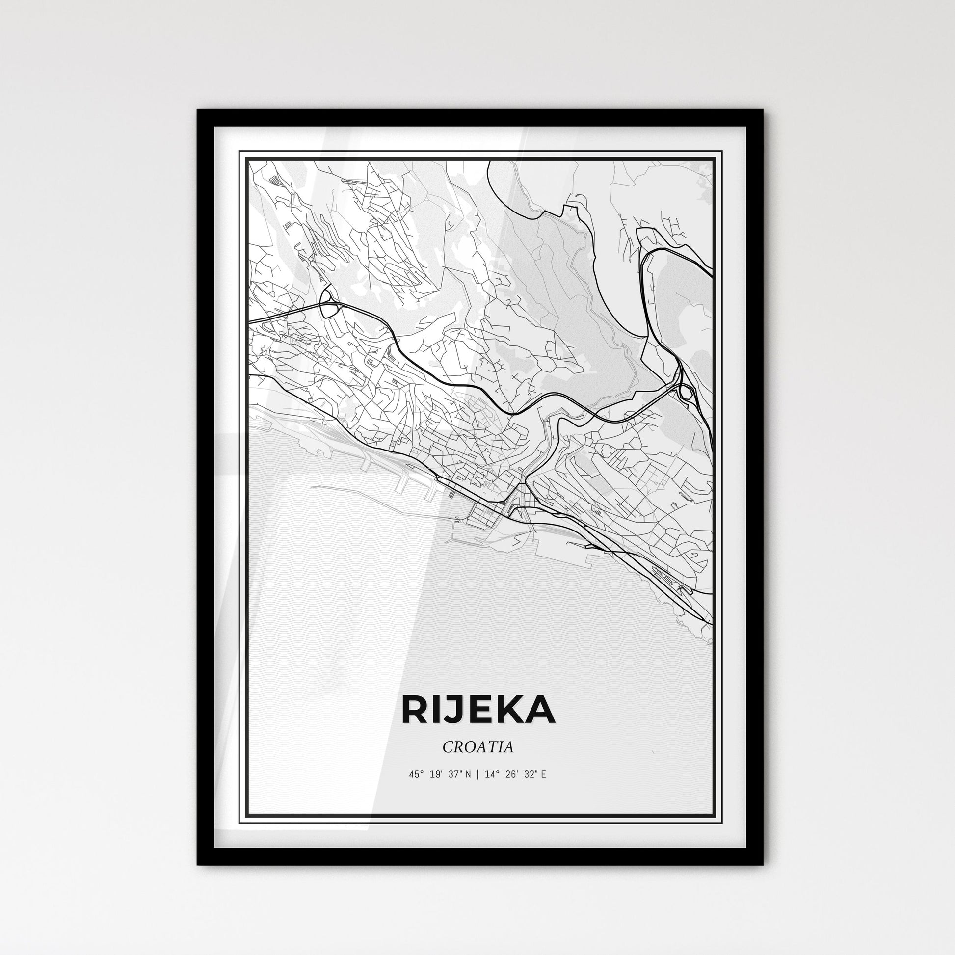 Rijeka  Croatia - Scandinavian Style City Map for Modern Home Decor