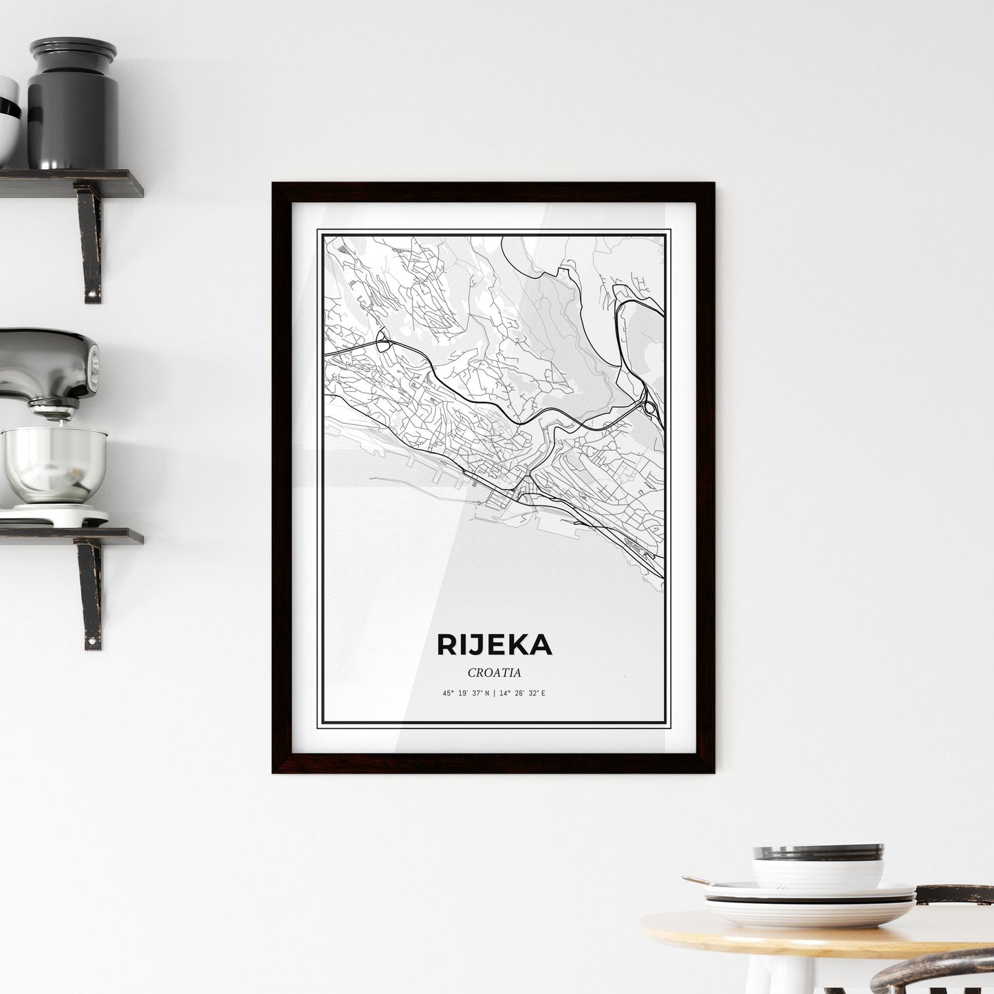 Rijeka  Croatia - Minimal City Map