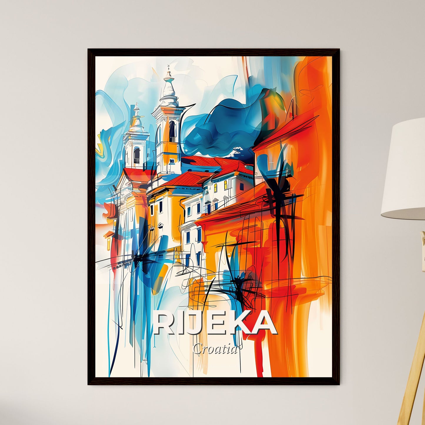 Vibrant Rijeka, Croatia - A Painting Of A Building