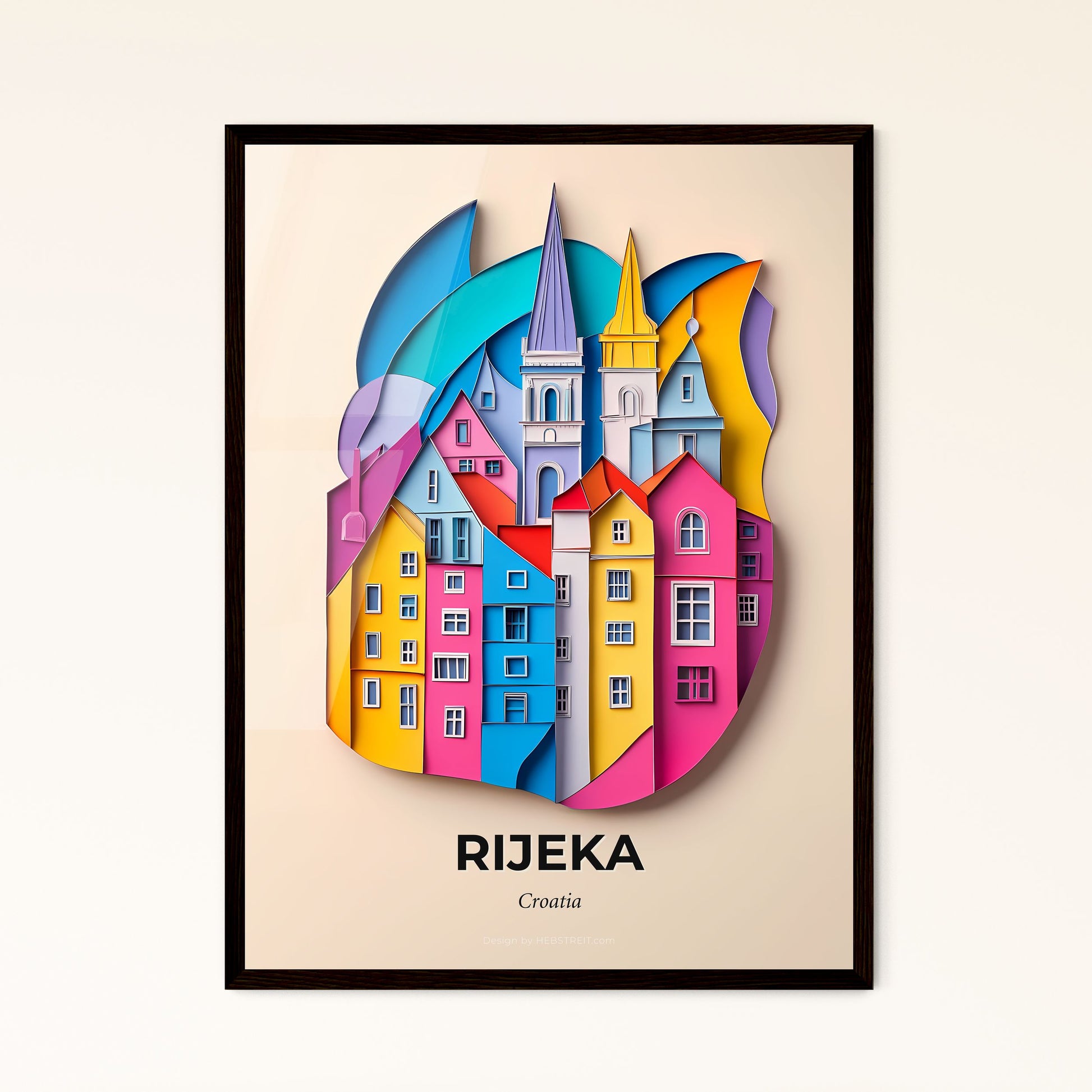 Vivid Rijeka , Croatia - a colorful city with a clock tower on top of it