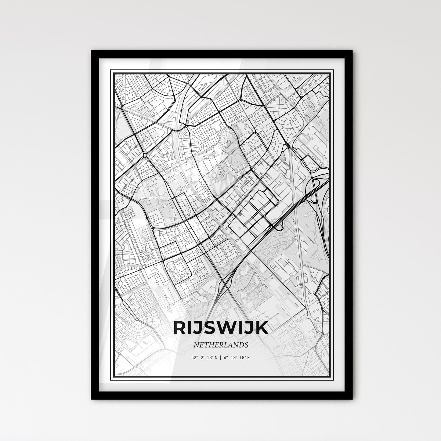  Rijswijk Netherlands - Scandinavian Style City Map for Modern Home Decor