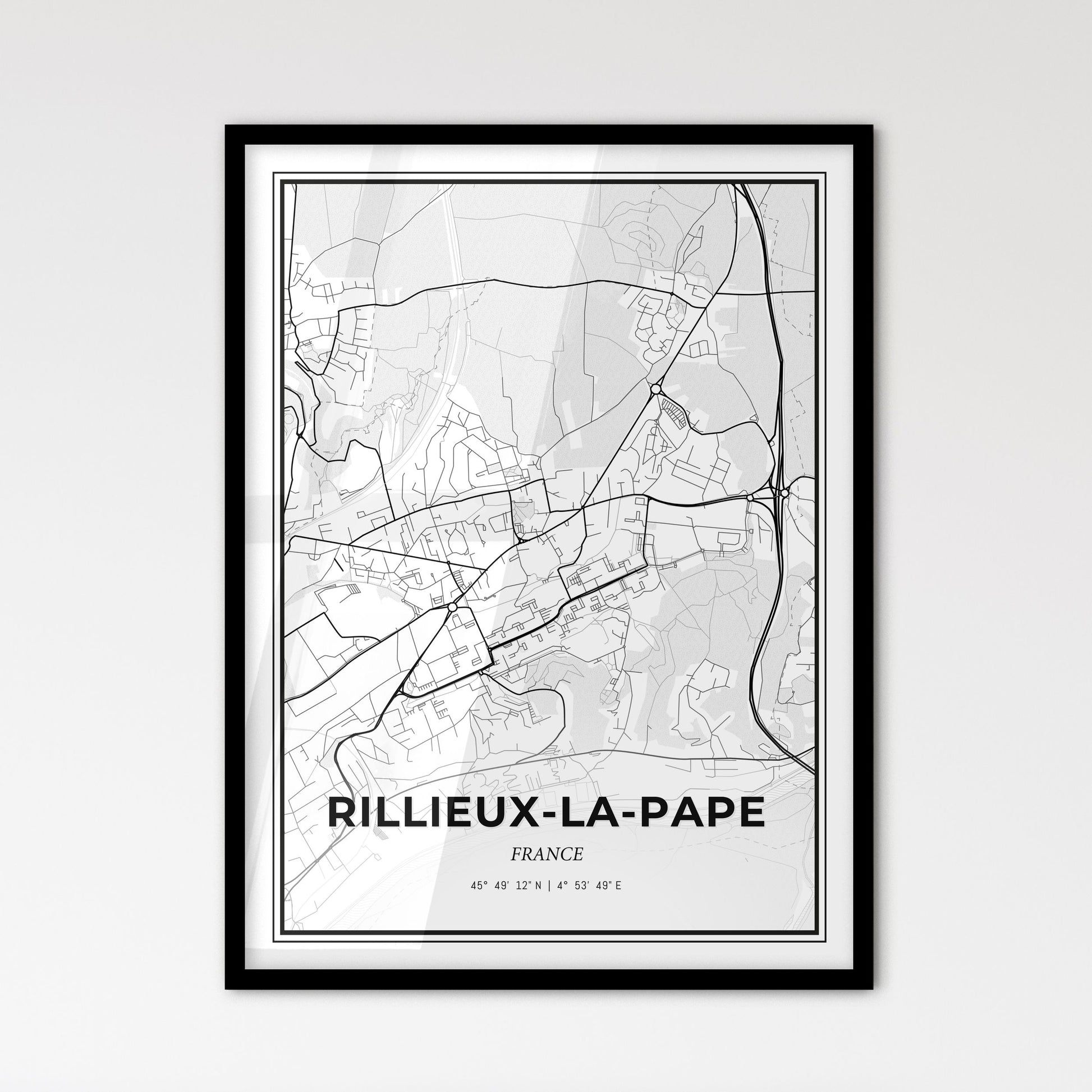 Rillieux-la-Pape France - Scandinavian Style City Map for Modern Home Decor