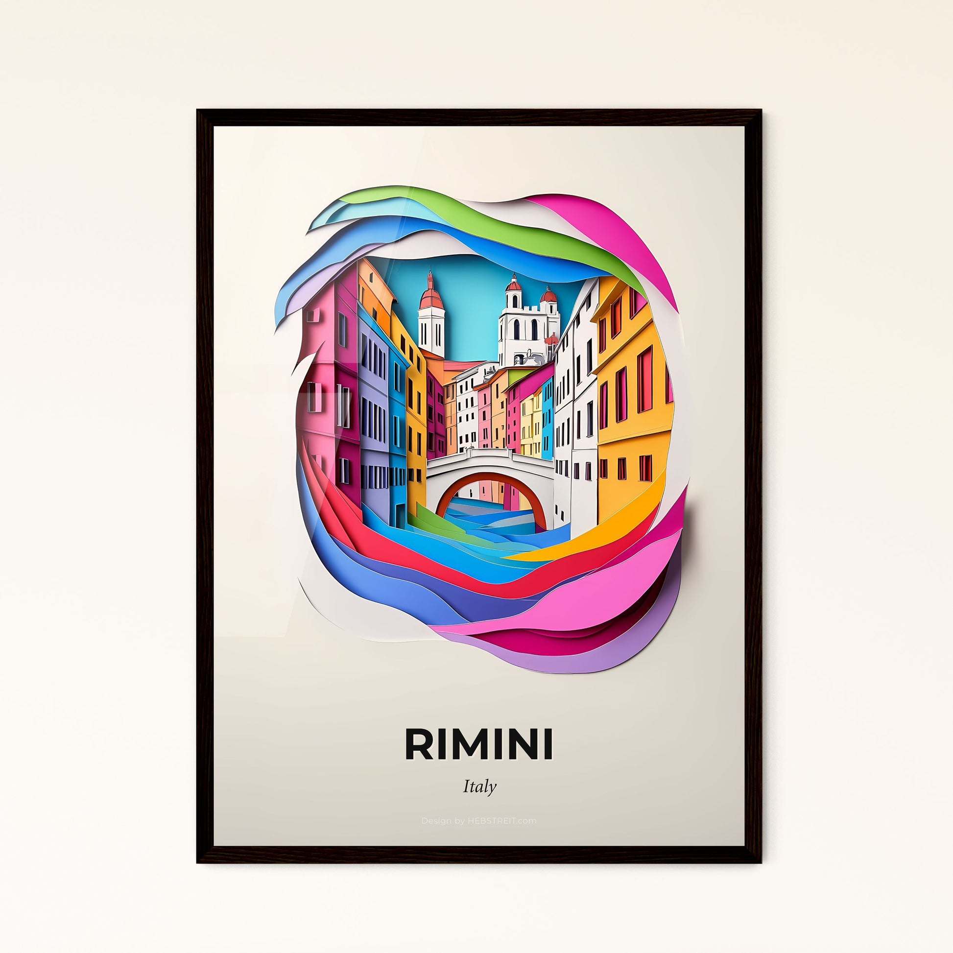 Vivid Rimini, Italy - a paper cut of a city with a bridge