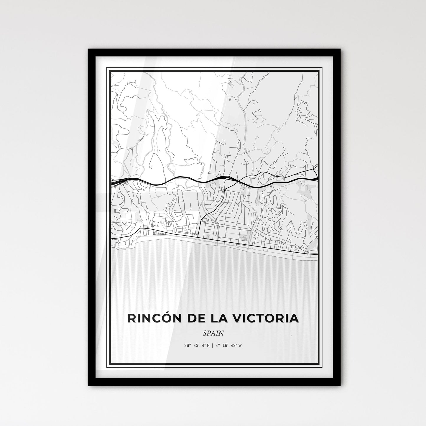 Rincón de la Victoria Spain - Scandinavian Style City Map for Modern Home Decor