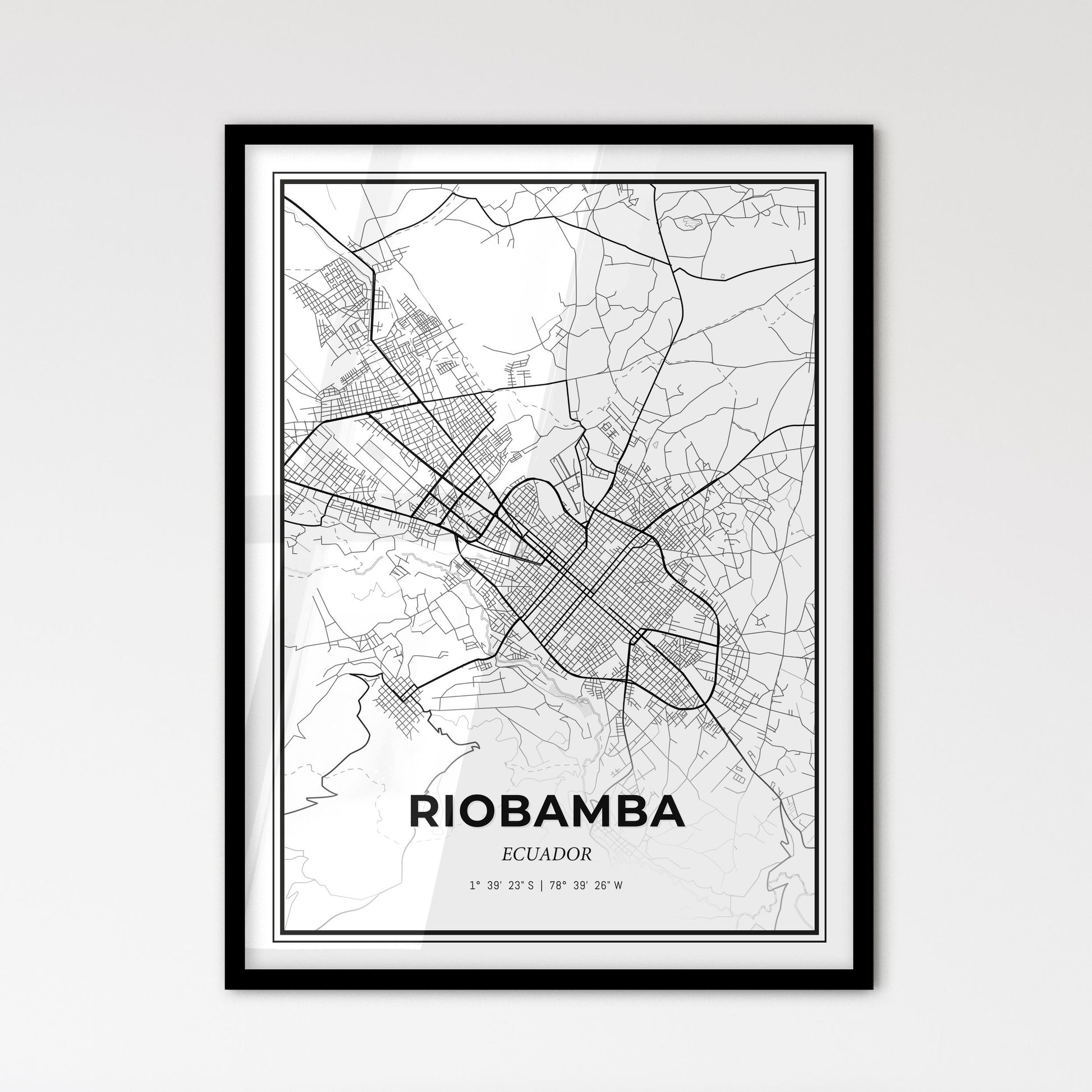 Riobamba Ecuador - Scandinavian Style City Map for Modern Home Decor