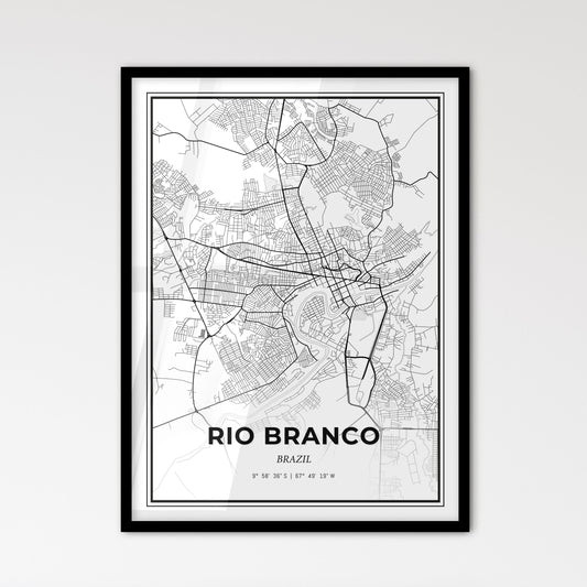 Rio Branco Brazil - Scandinavian Style City Map for Modern Home Decor