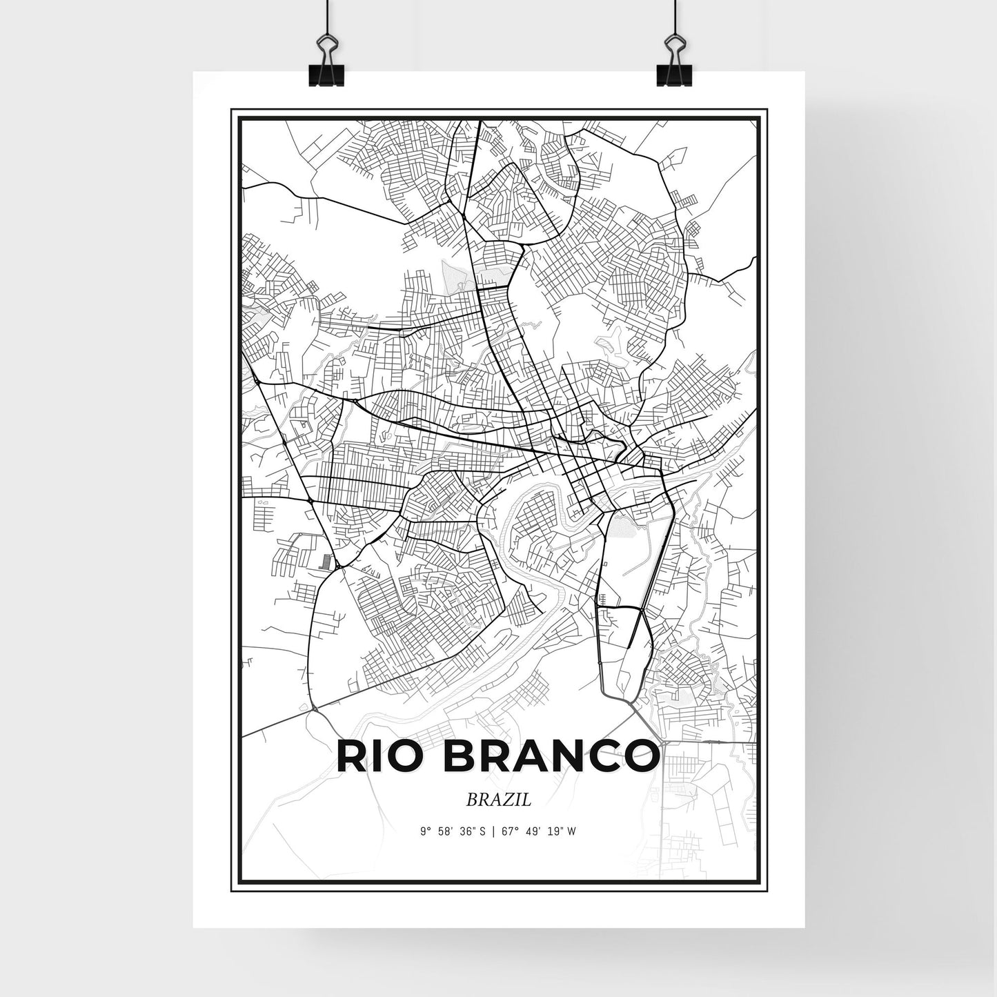 Rio Branco Brazil - Premium City Map Poster