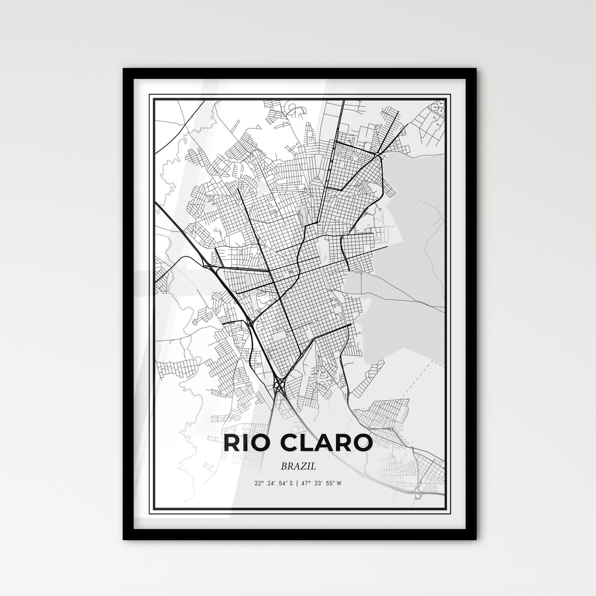 Rio Claro Brazil - Scandinavian Style City Map for Modern Home Decor