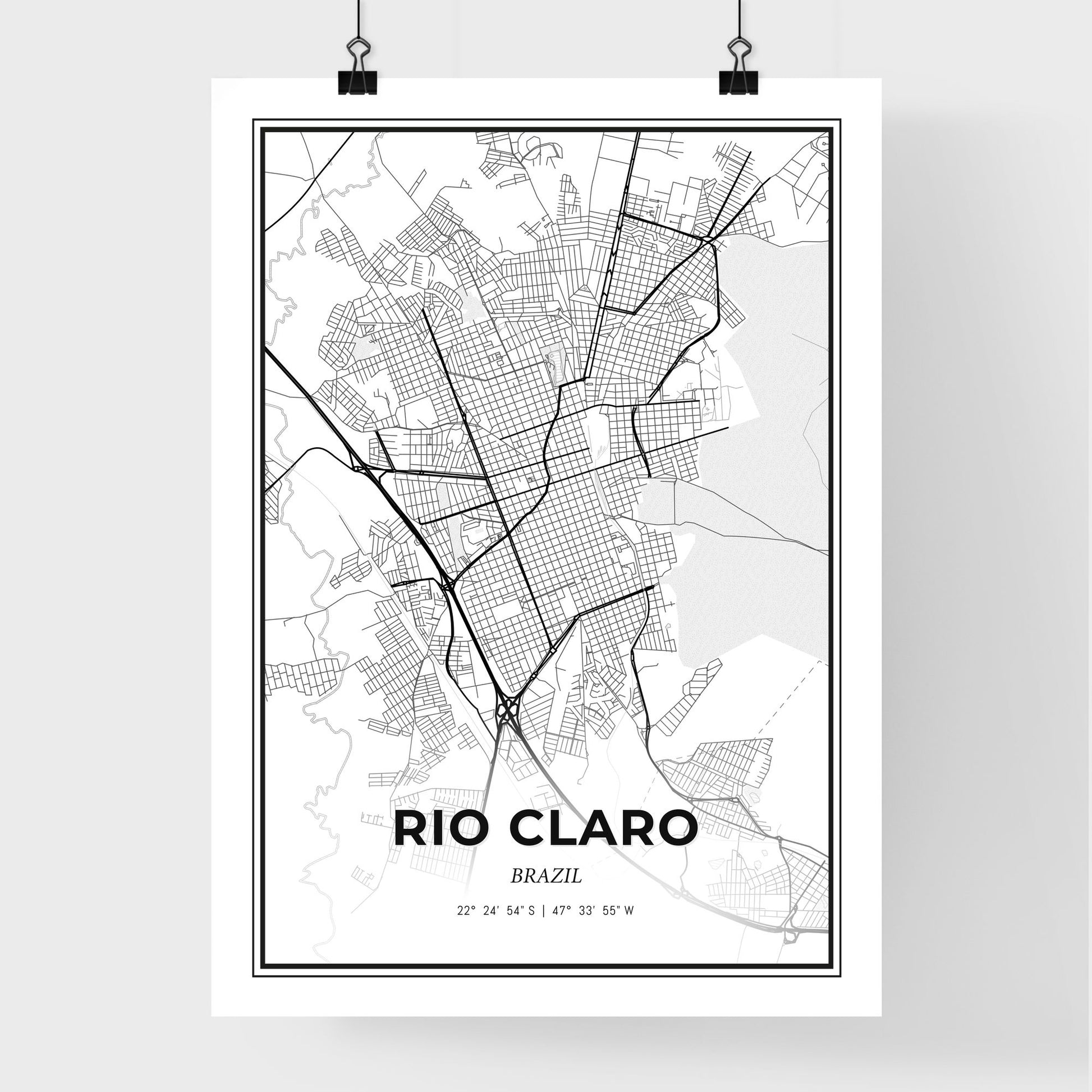 Rio Claro Brazil - Premium City Map Poster