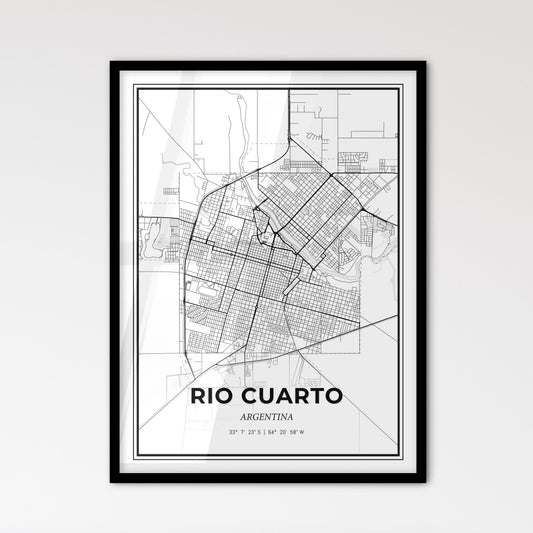 Rio Cuarto Argentina - Scandinavian Style City Map for Modern Home Decor