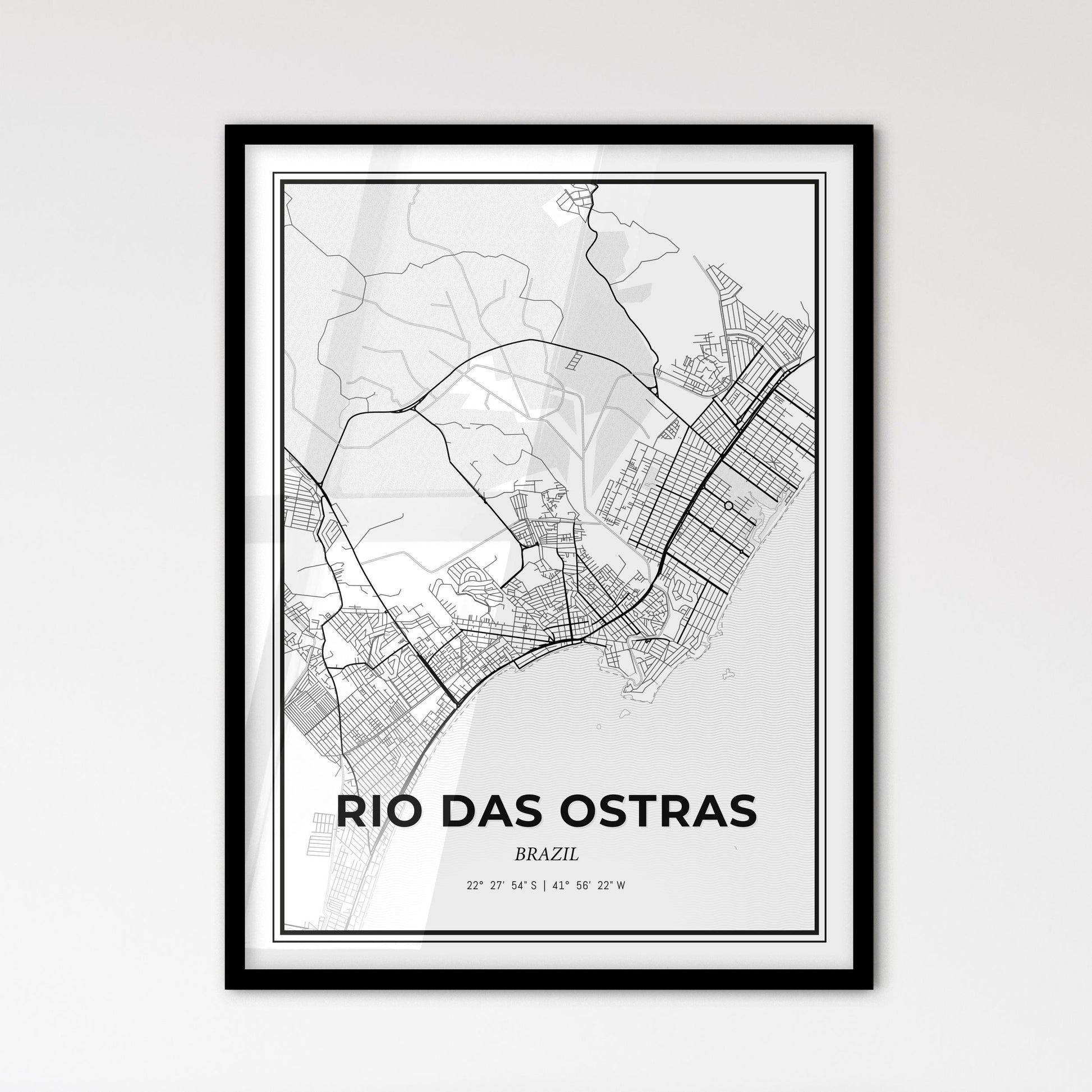 Rio das Ostras Brazil - Scandinavian Style City Map for Modern Home Decor