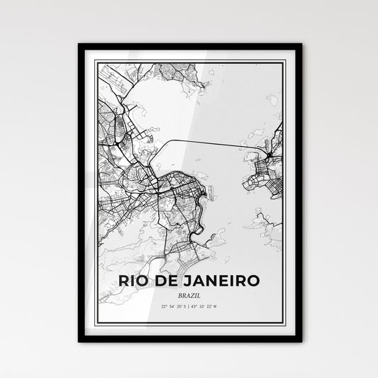 Rio de Janeiro Brazil - Scandinavian Style City Map for Modern Home Decor