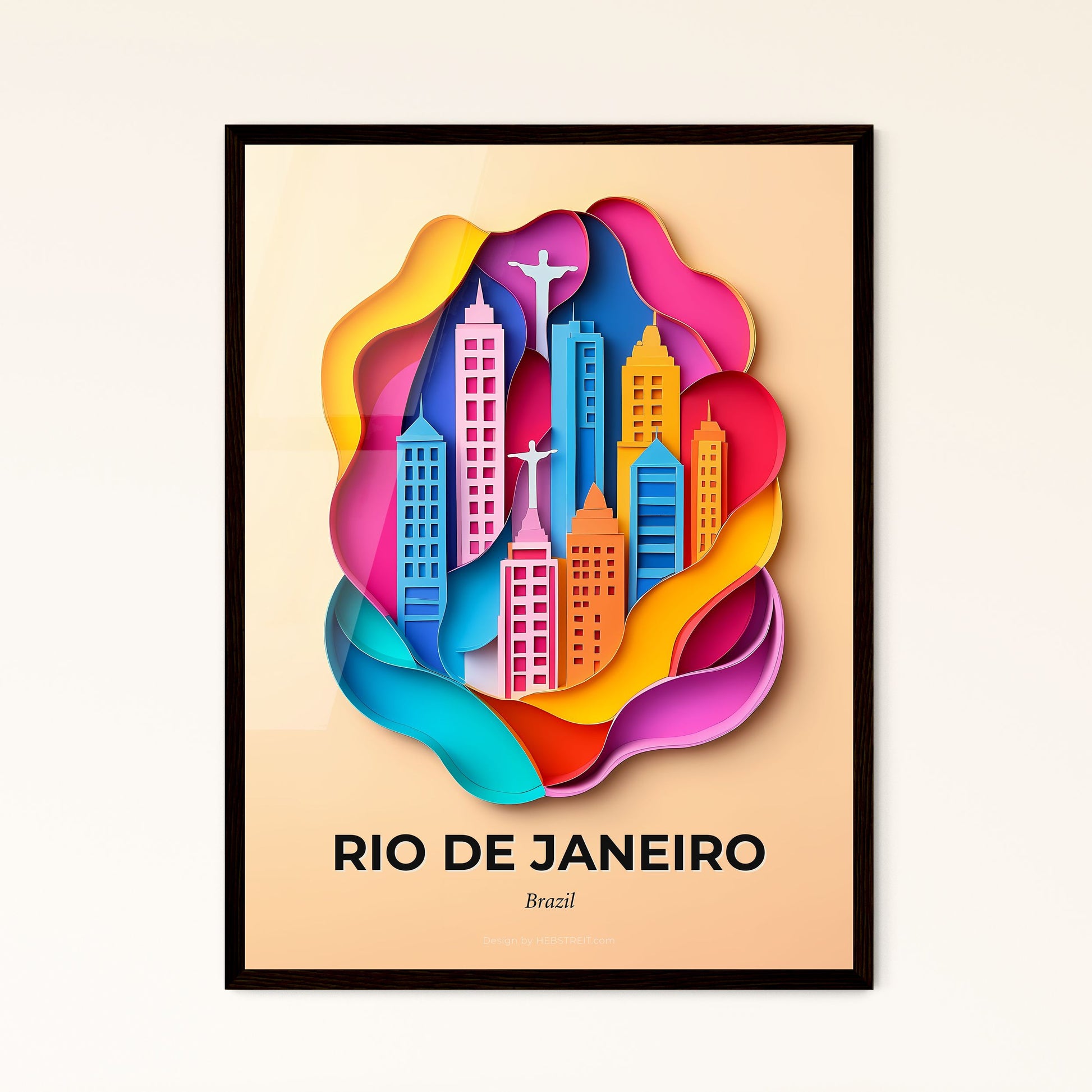 Vivid Rio de Janeiro, Brazil - a colorful cityscape with a plane flying over it