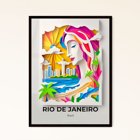 Vivid Rio de Janeiro, Brazil - a woman with a paper cut of a city